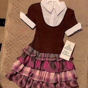 Rare Editions girls tiered school theme dress